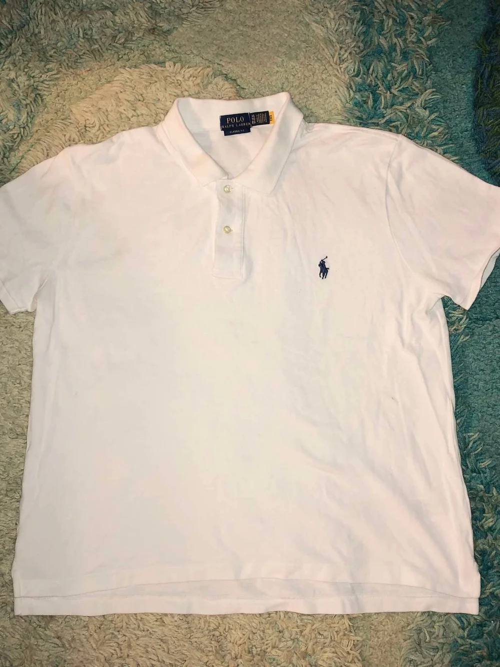 Ralph Lauren White Polo with Navy Pony Embroidery